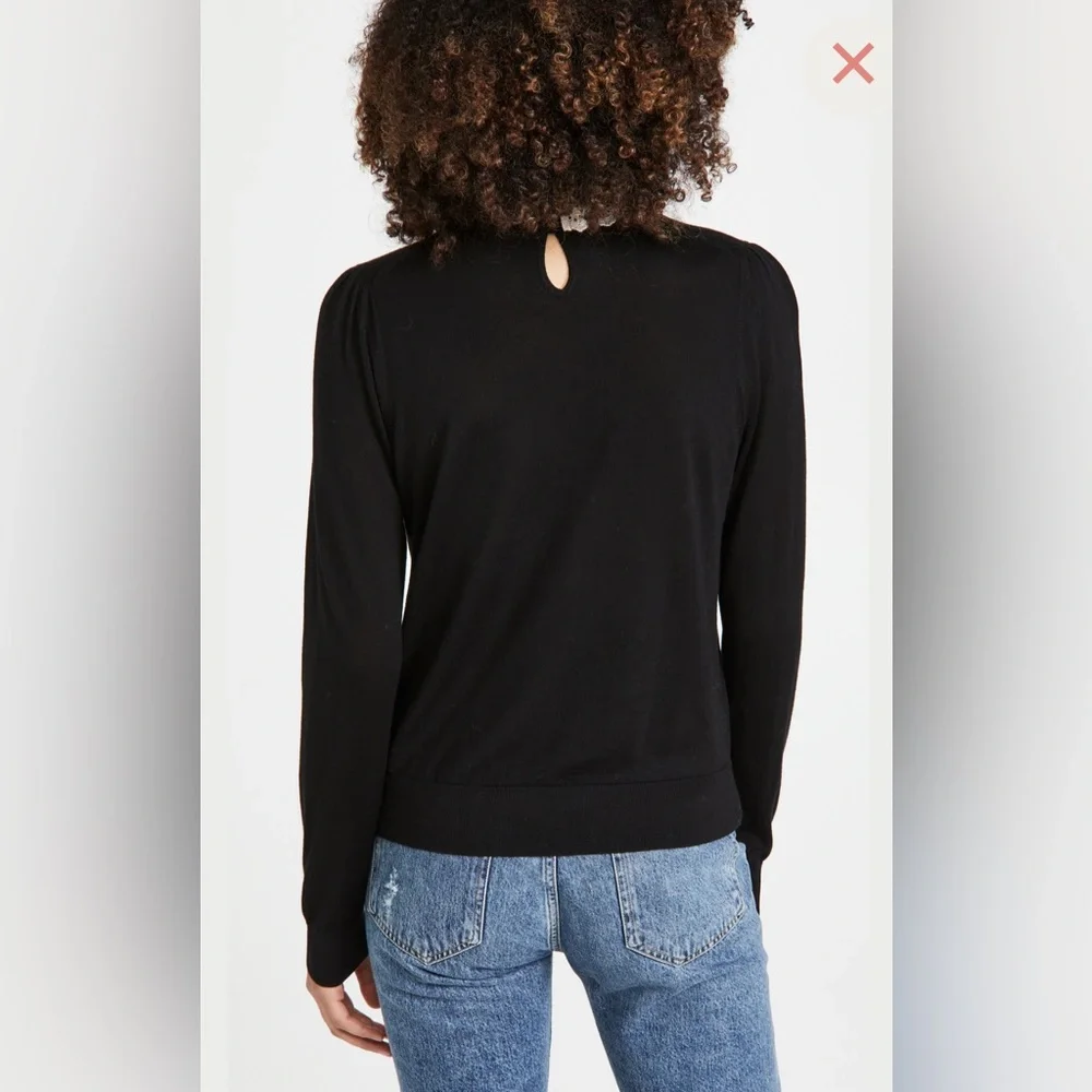 Veronica Beard Levina Sweater Black Women Ruffle Collar Pullover Top Size L - Picture 4 of 11